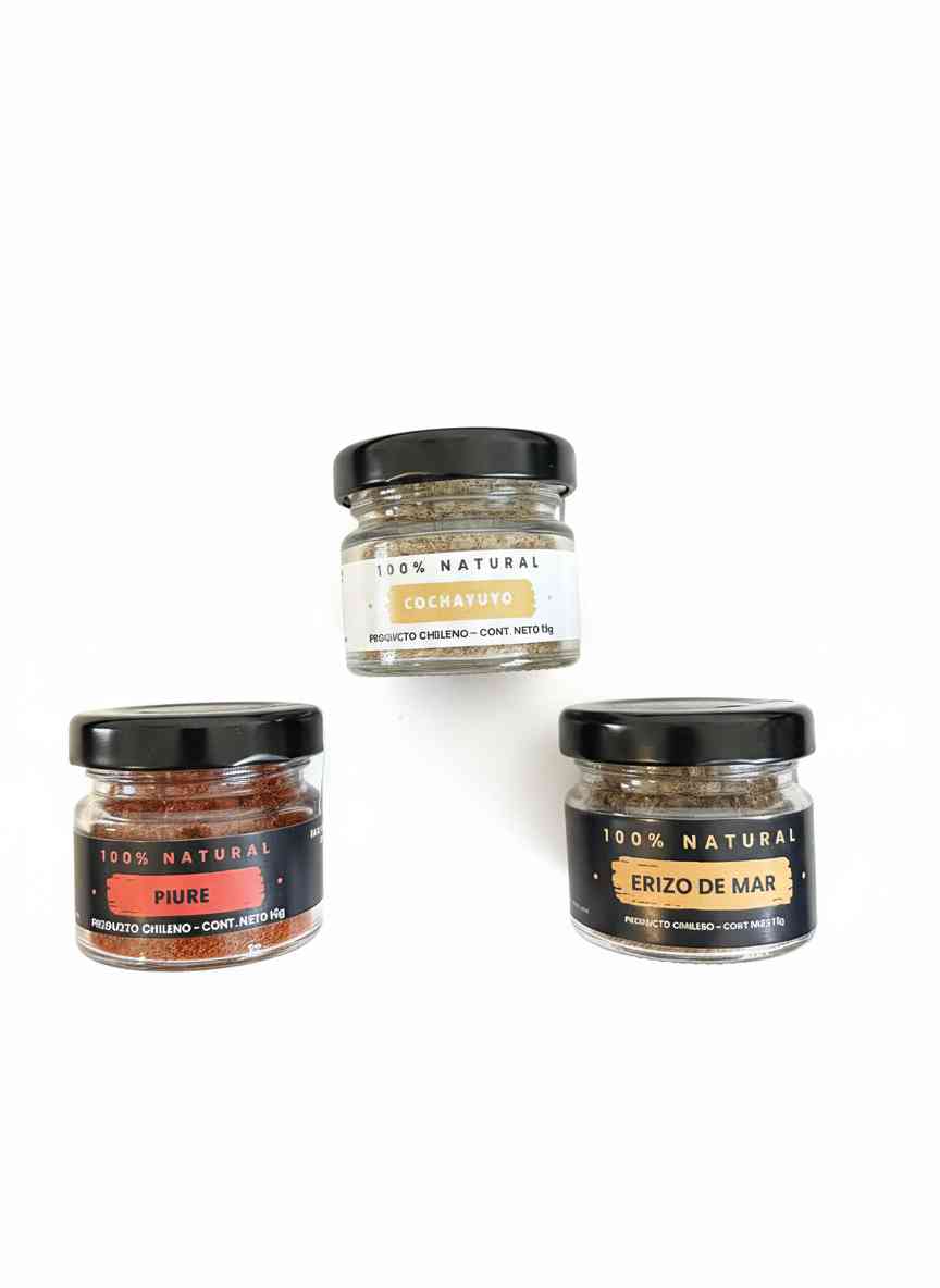 TRILOGIA MARINA - ESENCIA DEL SUR Erizo 15g Piure 15g Cochayuyo 10g
